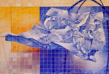 Painéis de azulejos de Andreas Stöcklein nas plataformas da Estação de Campolide